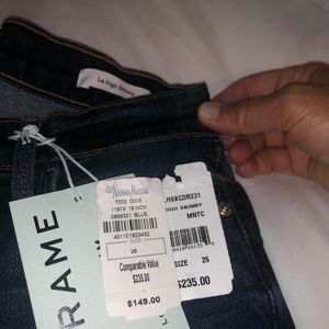 Frame le high skinny dark blue denim jeans size 26